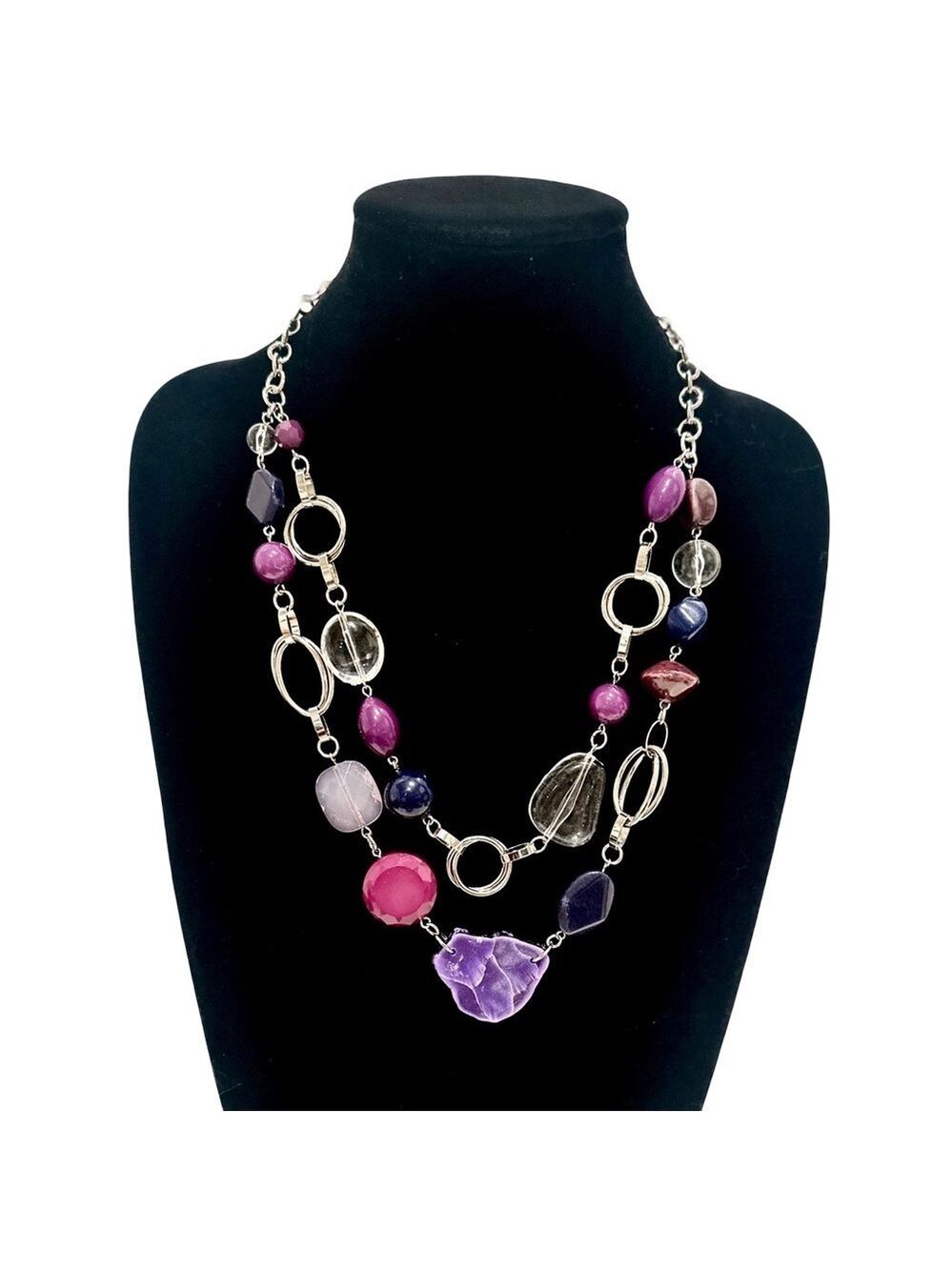 Chico's Purple Pink Lucite Necklace NWT
